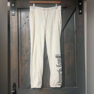 Women’s Juicy Couture White Velour Sweat Pants Sweats Joggers Y2K size small